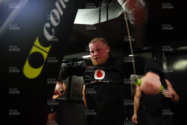 130625 - Picture shows the Welsh Rugby team during extreme heat training, where the air temperature was 388 degrees celsius and 857 humidity - Keiron Assiratti during training