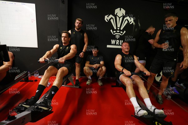 230625 - Wales Rugby Training in the heat chamber - Kieran Hardy and Dewi Lake during training