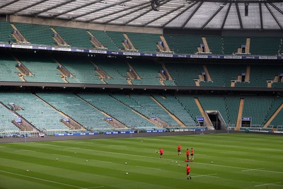 060226 - Wales Rugby kicking session at Twickenham ahead of their first Six Nations game against England - Sam Costelow during training