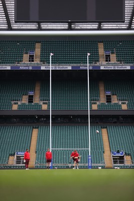 060226 - Wales Rugby kicking session at Twickenham ahead of their first Six Nations game against England - Sam Costelow during training