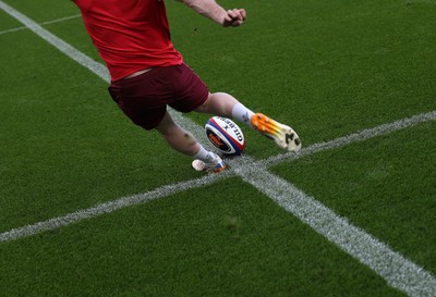 060226 - Wales Rugby kicking session at Twickenham ahead of their first Six Nations game against England - Dan Edwards during training