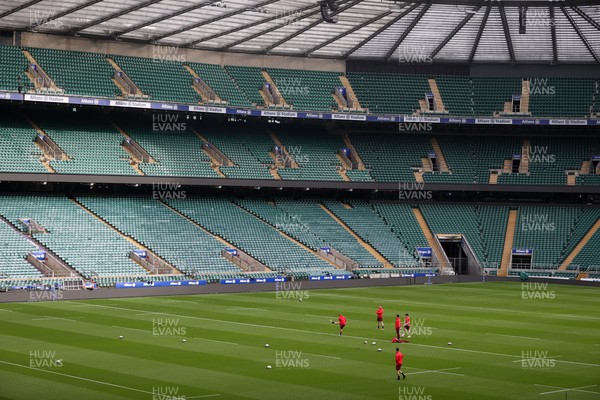 060226 - Wales Rugby kicking session at Twickenham ahead of their first Six Nations game against England - Sam Costelow during training