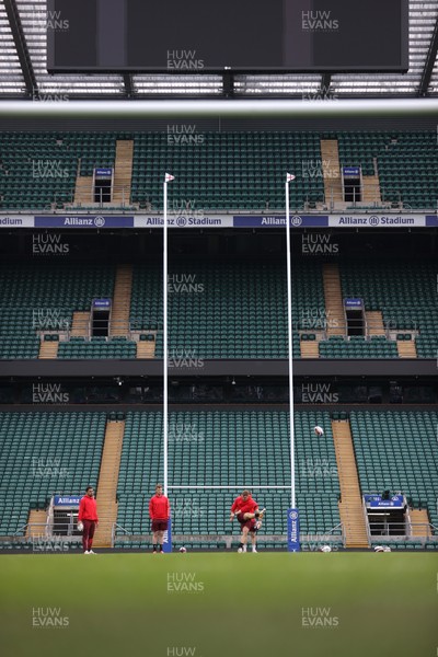 060226 - Wales Rugby kicking session at Twickenham ahead of their first Six Nations game against England - Sam Costelow during training