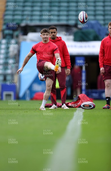 060226 - Wales Rugby kicking session at Twickenham ahead of their first Six Nations game against England - Dan Edwards during training