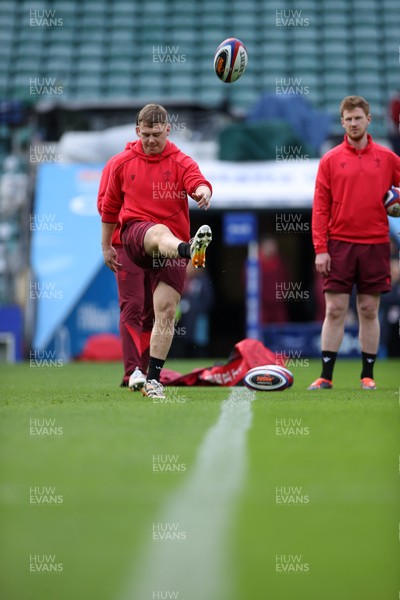 060226 - Wales Rugby kicking session at Twickenham ahead of their first Six Nations game against England - Sam Costelow during training