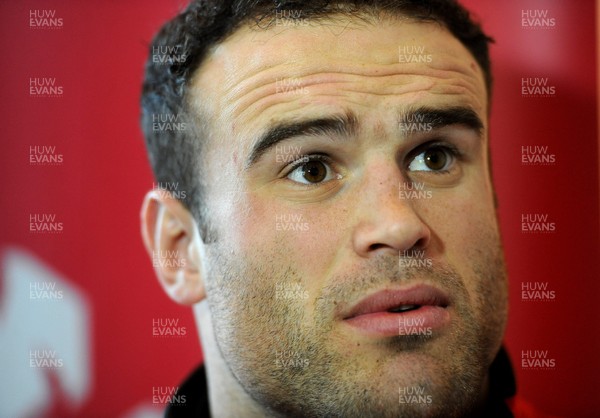 040213 - Wales Rugby Media Interviews -Jamie Roberts talks to reporters