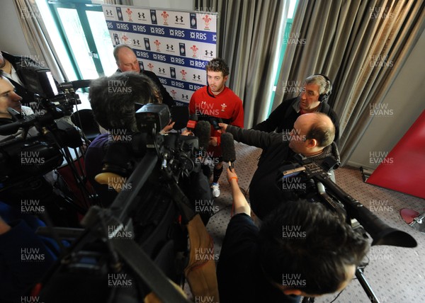 050213 - Wales Rugby Media Interviews -Leigh Halfpenny talks to reporters