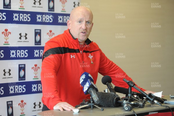 110313 - Wales Rugby Media Interviews -Shaun Edwards talks to reporters