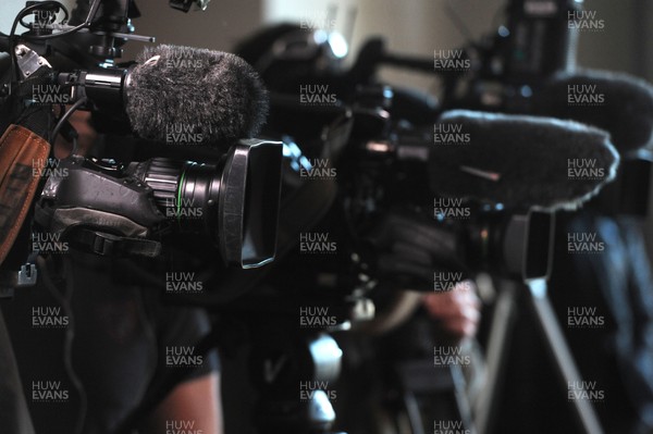 180216 - Wales Rugby Media Interviews -TV Television Cameras