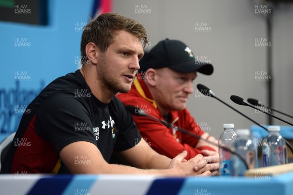 250915 - Wales Rugby World Cup Media Interviews -Dan Biggar and Neil Jenkins during media interviews