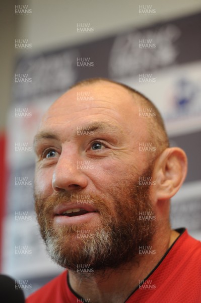 271112 - Wales Rugby Media Interviews -Wales forwards coach Robin McBryde talks to reporters