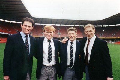 100191 - Picture shows Wales new caps Alun Carter, Neil Jenkins, Scott Gibbs and Glenn George