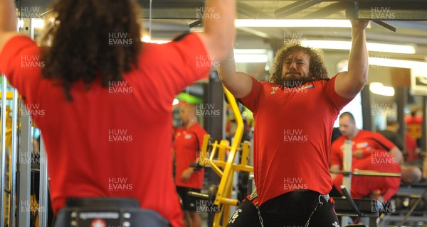 04.09.11 - Wales Rugby Training - Adam Jones takes part in a gym session. 
