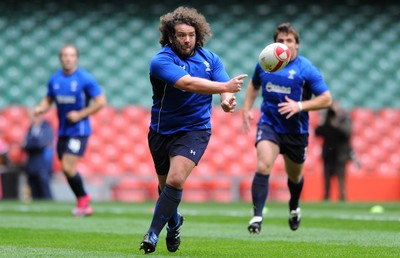 29.10.10 - Wales Rugby Training - Adam Jones in action during training. 