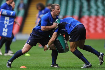 29.10.10 - Wales Rugby Training - Matthew Rees and James Hook during training. 