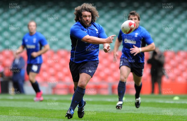 29.10.10 - Wales Rugby Training - Adam Jones in action during training. 