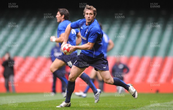 29.10.10 - Wales Rugby Training - Andrew Bishop in action during training. 