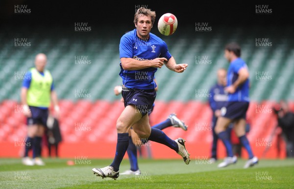 29.10.10 - Wales Rugby Training - Andrew Bishop in action during training. 