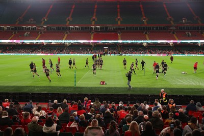 291025 - Wales Rugby Open Training - Fans watch on during training