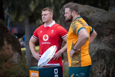 120724 - Wales Rugby Photo Call the day before their second test against Australia in Melbourne - Captains Dewi Lake and James Slipper