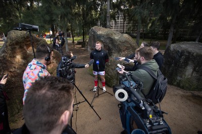 120724 - Wales Rugby Photo Call the day before their second test against Australia in Melbourne - Captain Dewi Lake speaks to the media