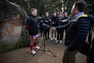 120724 - Wales Rugby Photo Call the day before their second test against Australia in Melbourne - Captain Dewi Lake speaks to the media