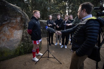 120724 - Wales Rugby Photo Call the day before their second test against Australia in Melbourne - Captain Dewi Lake speaks to the media