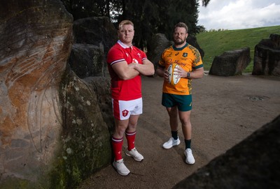 120724 - Wales Rugby Photo Call the day before their second test against Australia in Melbourne - Captains Dewi Lake and James Slipper