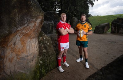 120724 - Wales Rugby Photo Call the day before their second test against Australia in Melbourne - Captains Dewi Lake and James Slipper