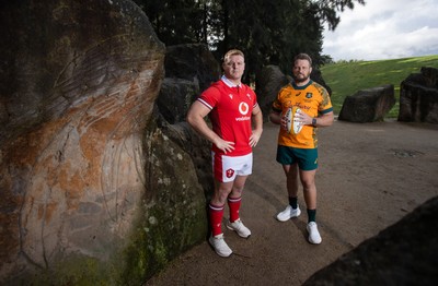 120724 - Wales Rugby Photo Call the day before their second test against Australia in Melbourne - Captains Dewi Lake and James Slipper