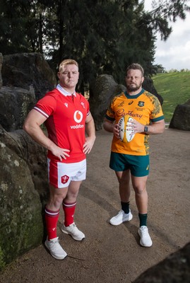 120724 - Wales Rugby Photo Call the day before their second test against Australia in Melbourne - Captains Dewi Lake and James Slipper