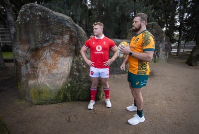 120724 - Wales Rugby Photo Call the day before their second test against Australia in Melbourne - Captains Dewi Lake and James Slipper