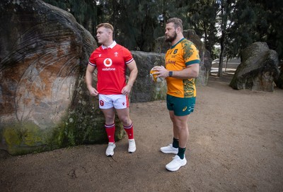 120724 - Wales Rugby Photo Call the day before their second test against Australia in Melbourne - Captains Dewi Lake and James Slipper