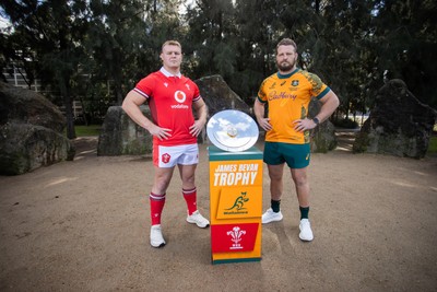 120724 - Wales Rugby Photo Call the day before their second test against Australia in Melbourne - Captains Dewi Lake and James Slipper