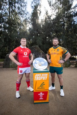 120724 - Wales Rugby Photo Call the day before their second test against Australia in Melbourne - Captains Dewi Lake and James Slipper