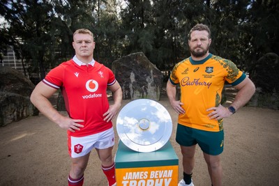 120724 - Wales Rugby Photo Call the day before their second test against Australia in Melbourne - Captains Dewi Lake and James Slipper