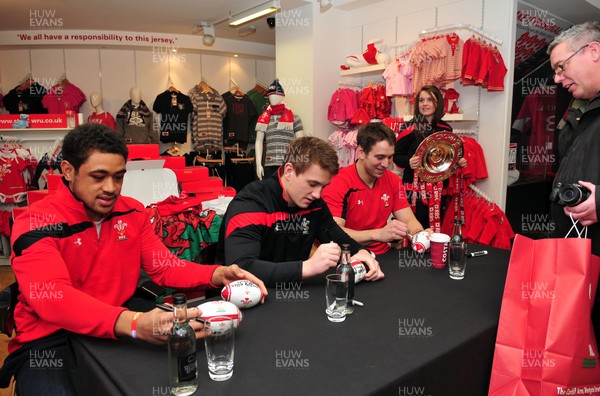 070312- Wales Rugby Players Signing Session Wales Players Ryan Jones, Jonathan Davies and Toby Faletau, meet fans and sign autographs at the Cardiff Arms Shop and Bar