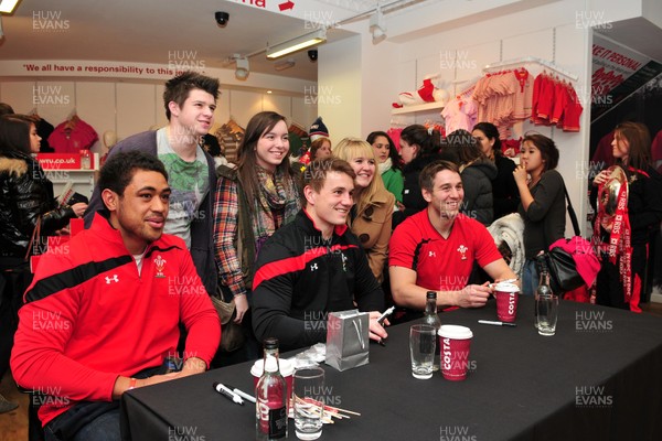 070312- Wales Rugby Players Signing Session Wales Players Ryan Jones, Jonathan Davies and Toby Faletau, meet fans and sign autographs at the Cardiff Arms Shop and Bar