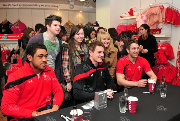 070312- Wales Rugby Players Signing Session Wales Players Ryan Jones, Jonathan Davies and Toby Faletau, meet fans and sign autographs at the Cardiff Arms Shop and Bar