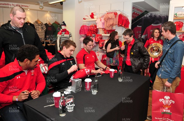 070312- Wales Rugby Players Signing Session Wales Players Ryan Jones, Jonathan Davies and Toby Faletau, meet fans and sign autographs at the Cardiff Arms Shop and Bar