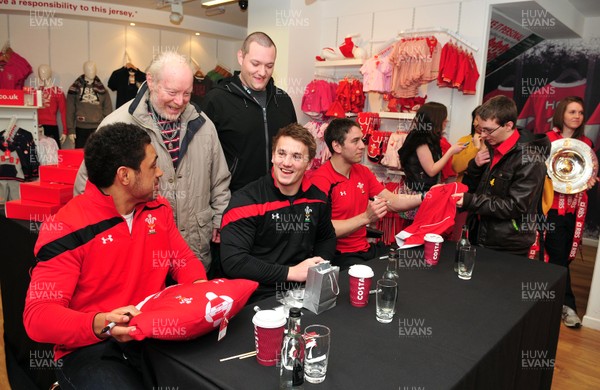 070312- Wales Rugby Players Signing Session Wales Players Ryan Jones, Jonathan Davies and Toby Faletau, meet fans and sign autographs at the Cardiff Arms Shop and Bar