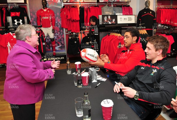 070312- Wales Rugby Players Signing Session Wales Players Ryan Jones, Jonathan Davies and Toby Faletau, meet fans and sign autographs at the Cardiff Arms Shop and Bar