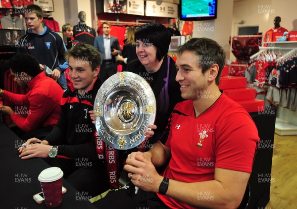 070312- Wales Rugby Players Signing Session Wales Players Ryan Jones, Jonathan Davies and Toby Faletau, meet fans and sign autographs at the Cardiff Arms Shop and Bar