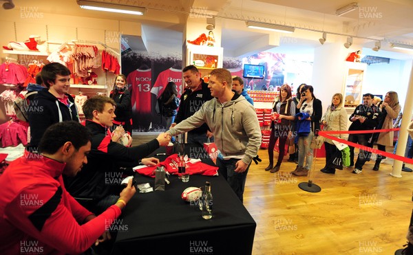 070312- Wales Rugby Players Signing Session Wales Players Ryan Jones, Jonathan Davies and Toby Faletau, meet fans and sign autographs at the Cardiff Arms Shop and Bar