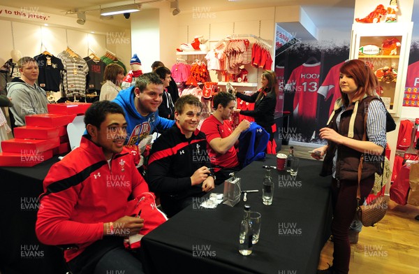 070312- Wales Rugby Players Signing Session Wales Players Ryan Jones, Jonathan Davies and Toby Faletau, meet fans and sign autographs at the Cardiff Arms Shop and Bar