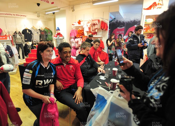 070312- Wales Rugby Players Signing Session Wales Players Ryan Jones, Jonathan Davies and Toby Faletau, meet fans and sign autographs at the Cardiff Arms Shop and Bar