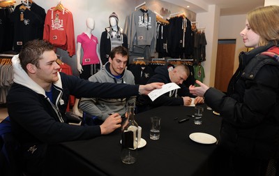19.02.11 - Wales Rugby Players Signing Session - Wales players Dan Lydiate, Sam Warburton and John Yapp meet fans during a signing session at the Cardiff Arms Shop and Bar. 