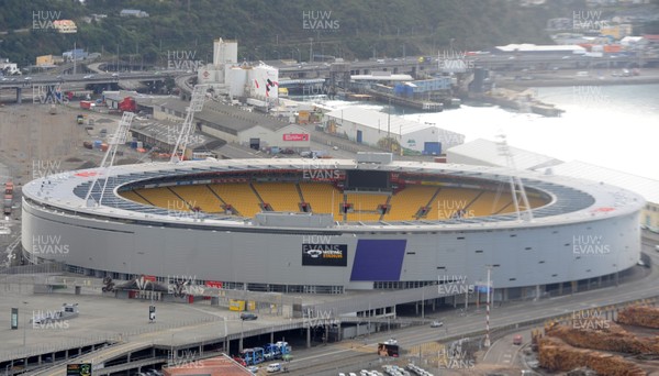 16.06.10 - Wales Rugby Players Helicopter Trip - An aerial view of Westpac "the cake tin" Stadium, Where Wales will play South Africa during the 2011 Rugby World Cup. 