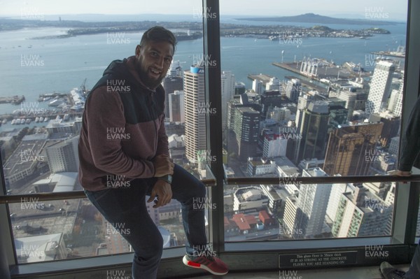 050616 - Wales Rugby Squad Sky Tower Walk -Josh Turnbull at the top of the Sky Tower in Auckland on a afternoon off after training