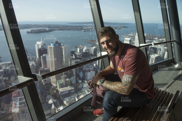 050616 - Wales Rugby Squad Sky Tower Walk -Josh Turnbull at the top of the Sky Tower in Auckland on a afternoon off after training